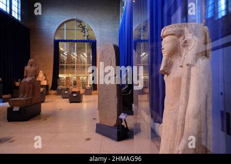 Statue of Ramesses III display in Egypt Galleries in Penn Museum.University of Pennsylvania.Philadelphia.Pennsylvania.USA Stock Photo