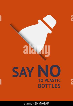 Say no to plastic bottle, trendy ecological posters set for print, vector illustration 10eps. Stock Vector