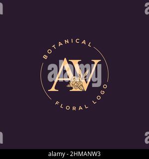 Initial AV letter luxury beauty flourishes ornament monogram logo Stock Vector
