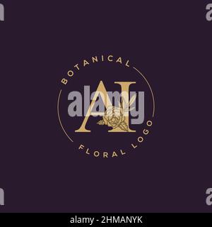 Initial AI letter luxury beauty flourishes ornament monogram logo Stock Vector