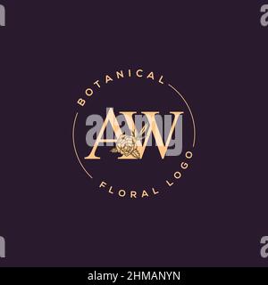 Initial AW letter luxury beauty flourishes ornament monogram logo Stock Vector