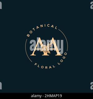 Initial AA letter luxury beauty flourishes ornament monogram logo Stock Vector
