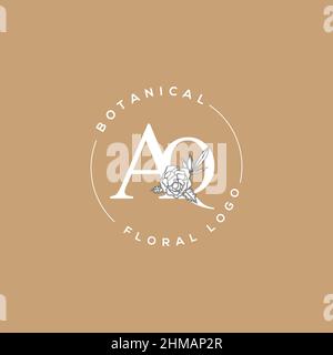 Initial AQ letter luxury beauty flourishes ornament monogram logo Stock Vector