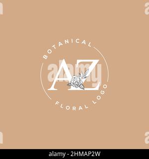Initial AZ letter luxury beauty flourishes ornament monogram logo Stock Vector