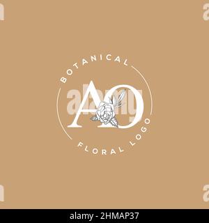 Initial AO letter luxury beauty flourishes ornament monogram logo Stock Vector