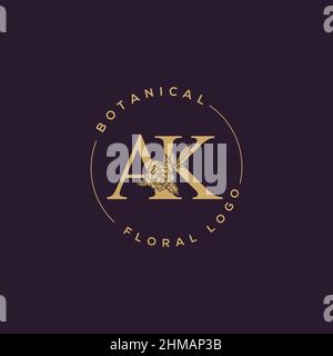 Initial AK letter luxury beauty flourishes ornament monogram logo Stock Vector