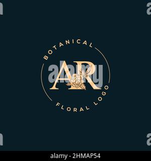 Initial AR letter luxury beauty flourishes ornament monogram logo Stock Vector
