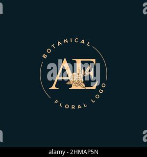Initial AE letter luxury beauty flourishes ornament monogram logo Stock Vector