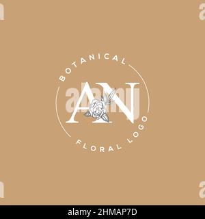 Initial AN letter luxury beauty flourishes ornament monogram logo Stock Vector