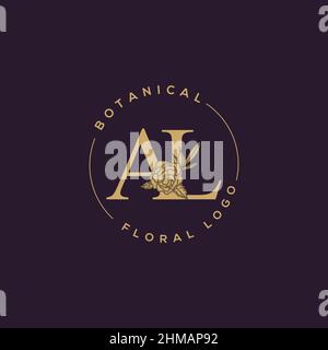 Initial AL letter luxury beauty flourishes ornament monogram logo Stock Vector