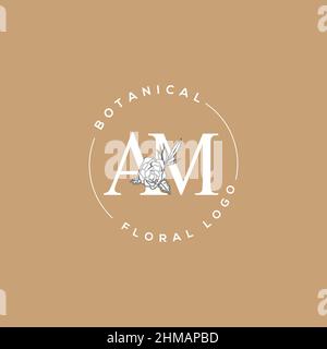 Initial AM letter luxury beauty flourishes ornament monogram logo Stock Vector
