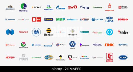 Russian top 50 brands. Russian brands. Stock Vector