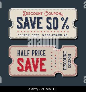 Old Vector vintage paper sale coupon. Vector. Stock Vector