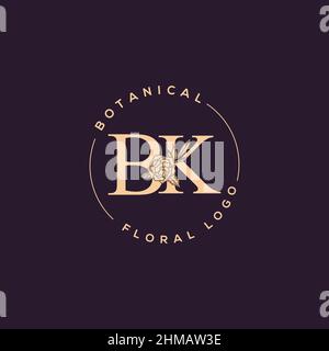 Initial BK letter luxury beauty flourishes ornament monogram logo Stock Vector