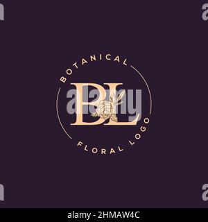 Initial BL letter luxury beauty flourishes ornament monogram logo Stock Vector