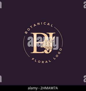 Initial BJ letter luxury beauty flourishes ornament monogram logo Stock Vector