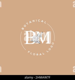 Initial BM letter luxury beauty flourishes ornament monogram logo Stock Vector