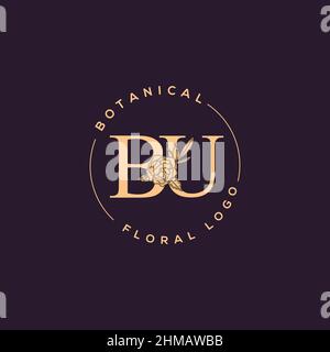 Initial BU letter luxury beauty flourishes ornament monogram logo Stock Vector