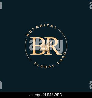 Initial BR letter luxury beauty flourishes ornament monogram logo Stock Vector