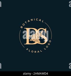 Initial BS letter luxury beauty flourishes ornament monogram logo Stock Vector