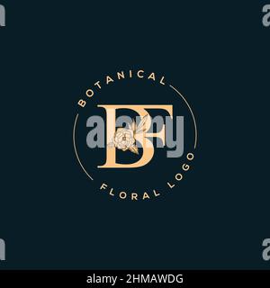 Initial BF letter luxury beauty flourishes ornament monogram logo Stock Vector