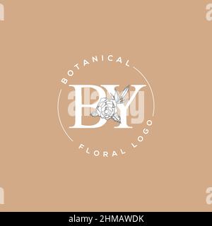 Initial BY letter luxury beauty flourishes ornament monogram logo Stock Vector
