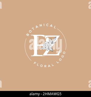 Initial BZ letter luxury beauty flourishes ornament monogram logo Stock Vector