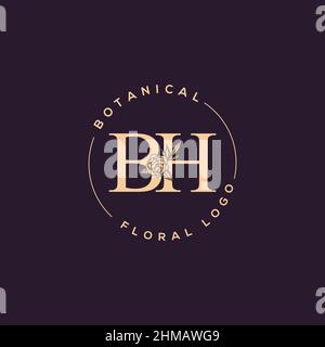 Initial BH letter luxury beauty flourishes ornament monogram logo Stock Vector
