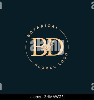 Initial BD letter luxury beauty flourishes ornament monogram logo Stock Vector