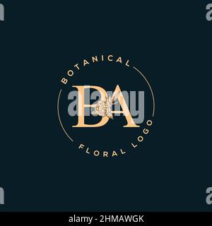 Initial BA letter luxury beauty flourishes ornament monogram logo Stock Vector