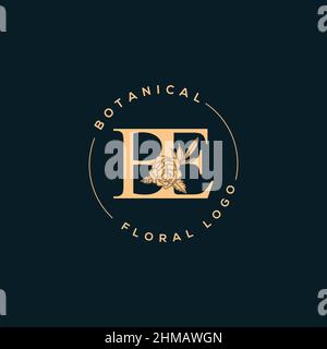 Initial BE letter luxury beauty flourishes ornament monogram logo Stock Vector