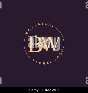 Initial BW letter luxury beauty flourishes ornament monogram logo Stock Vector