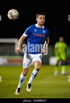 Rochdale's Eoghan O'Connell during the Sky Bet League Two match at The Fully Charged New Lawn, Nailsworth. Picture date: Tuesday February 8, 2022. Stock Photo