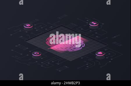 Digital security access with biometrics data abstract concept Stock Vector