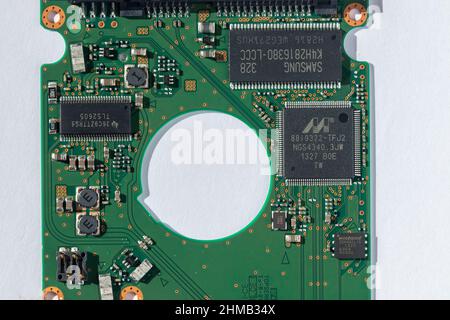 Close up of a printed circuit board Stock Photo