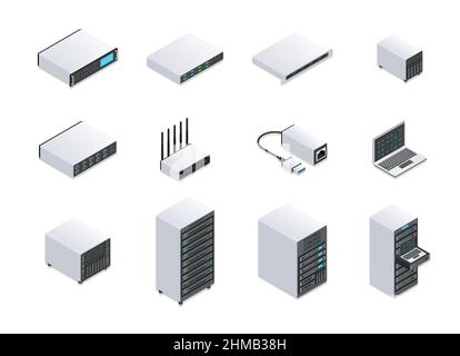 Server equipment abstract concept set Stock Vector
