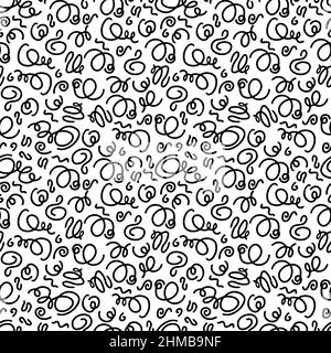 Hand drawn irregular curve line seamless pattern. Doodle style vector. Stock Vector