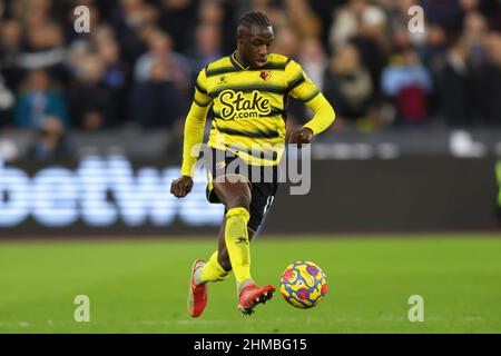 8th February 2022 ; London Stadium, London, England; Premier League football West Ham versus Watford; Hassan Kamara of Watford Stock Photo