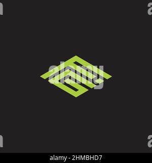 letter fg green mountain geometric simple logo vector Stock Vector