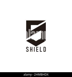 letter s shield simple geometric line logo vector Stock Vector