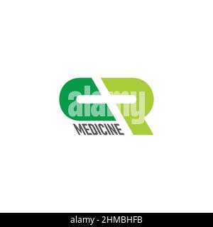 letter c p capsule medical simple geometric logo vector Stock Vector