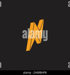 letter n flat thunder flash shape logo vector Stock Vector