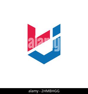 letter vj colorful geometric slice logo vector Stock Vector