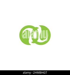linked leaf shape green geometric logo vector Stock Vector