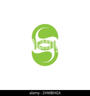 letter s linked leaf shape natural green logo vector Stock Vector