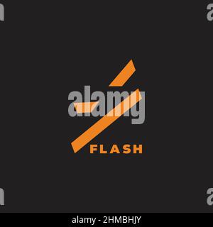 flash thunder shape negative space geometric logo vector Stock Vector