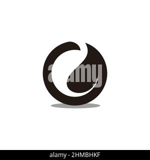 circle round leaf shape geometric curves logo vector Stock Vector