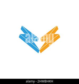 two flash colorful electronic neon colors logo vector Stock Vector