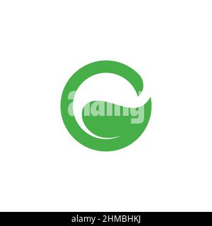 letter g green leaf circle motion logo vector Stock Vector