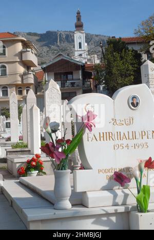 Pravoslavno groblje Cemetery, Mostar, Bosnia and Herzegovina. Stock Photo